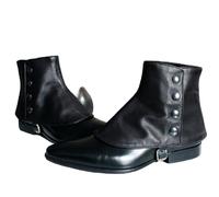 JIULINGHOU Stivali medievali pirata coperture PU camoscio satinato leggings scarpe ghette corte guerriero vichingo uomo scarpe retrò spats