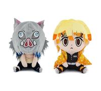 Jiumaocleu 2 cuscini Agatsuma Zen'itsu e Hashibira Inosuke, figura morbida, 20 cm, motivo anime, per abbracciare i tifosi, per divano, decorazione per la casa