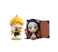 Jiumaocleu 2 personaggi anime Agatsuma Zen'itsu Kimetsu No Yaiba Kamado Nezuko Figruine Mini modello decorazione auto da collezione per fan degli anime 10 cm