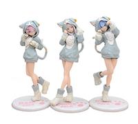 Jiumaocleu 3PCS REM/RAM/Emilia Figura Modello, 20cm Anime Figura Statua Cartoon Cat Ear Cameriera Scultura Handmade Collezionabile Desktop Decorazione per i fan