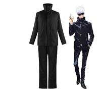 Jiumaocleu Anime Cosplay Costume Gojo Satoru Role Play Uniform Outfits Suits Top + Pants + Eye Mask, Halloween Carnival Full Set Clothes Props
