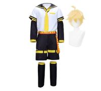 Jiumaocleu Anime Miku Cosplay Costume con Wig Kagamine Rin and Kagamine Len Cosplay Uniform Suits Full Set of Outfits Halloween Dress up for Men Women