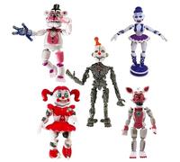 Jiumaocleu Five Nights Gioco Figura FNAF Bear Luminoso Foxy Sister Location Funtime Horror Figurine Modello Fatto a Mano Collezione Regali per Bambini, Confezione da 5 pezzi., 5.5in