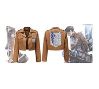 Jiumaocleu Giacca Cosplay Anime, Eren Jaeger, Mikasa Ackermann, Levi Ackermann, Cosplay Mantello Giacca Scouting Legion Libertà Cosplay Abbigliamento Unisex