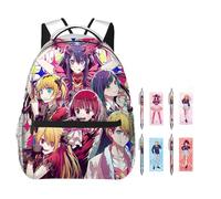 Jiumaocleu Oshi no Ko - Zaino con 4 penne gel, zaino per la scuola anime e penna a sfera da 0,5 mm, zaino 3D in tela Hoshino Ai e Hoshino Rubi per la scuola, Tipo 2, M