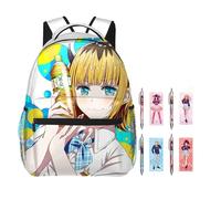 Jiumaocleu Oshi no Ko - Zaino con 4 penne gel, zaino per la scuola anime e penna a sfera da 0,5 mm, zaino 3D in tela Hoshino Ai e Hoshino Rubi per la scuola, Tipo 6., M