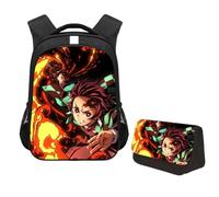 Jiumaocleu Set di 2 zaini a tema anime Kamado Tanjiro, con stampa di Hashibira Inosuke/Agatsuma Zen'itsu, borsa per la scuola, per studenti, Kamado Tanjiro, M