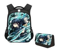 Jiumaocleu Set di 2 zaini a tema anime Kamado Tanjiro, con stampa di Hashibira Inosuke/Agatsuma Zen'itsu, borsa per la scuola, per studenti, Tokitou Muichirou, M