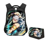 Jiumaocleu Set di 2 zaini a tema anime Kamado Tanjiro, con stampa di Hashibira Inosuke/Agatsuma Zen'itsu, borsa per la scuola, per studenti, Uzui Tengen., M