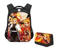 Jiumaocleu Set di 2 zaini a tema anime Kamado Tanjiro, con stampa di Hashibira Inosuke/Agatsuma Zen'itsu, borsa per la scuola, per studenti, Rengoku Kyoujurou, M