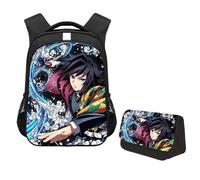 Jiumaocleu Set di 2 zaini a tema anime Kamado Tanjiro, con stampa di Hashibira Inosuke/Agatsuma Zen'itsu, borsa per la scuola, per studenti, Tomioka Giyuu, M