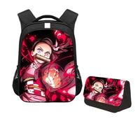 Jiumaocleu Set di 2 zaini a tema anime Kamado Tanjiro, con stampa di Hashibira Inosuke/Agatsuma Zen'itsu, borsa per la scuola, per studenti, Kamado Nezuko a, M