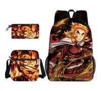 Jiumaocleu Set di 3 zainetti a tema anime Rengoku Kyoujurou, astuccio per matite e matite, borsa a tracolla Kanroji Mitsuri, stampa 3D, per bambini e ragazzi, Tipo 1, Zaino casual