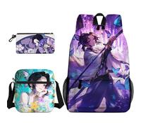 Jiumaocleu Set di 3 zainetti a tema anime Rengoku Kyoujurou, astuccio per matite e matite, borsa a tracolla Kanroji Mitsuri, stampa 3D, per bambini e ragazzi, Tipo 9, Zaino casual