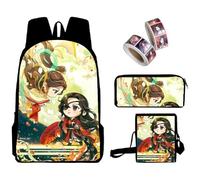 Jiumaocleu Set di 3 zaini per la scuola Tian Guan Ci Fu, zaino anime, borsa a tracolla e astuccio e 2 adesivi in rotolo, zaino 3D con cartoni animati, set per studenti, Tipo 7., M