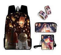 Jiumaocleu Set di 3 zaini per la scuola Tian Guan Ci Fu, zaino anime, borsa a tracolla e astuccio e 2 adesivi in rotolo, zaino 3D con cartoni animati, set per studenti, Tipo 8., M