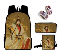 Jiumaocleu Set di 3 zaini per la scuola Tian Guan Ci Fu, zaino anime, borsa a tracolla e astuccio e 2 adesivi in rotolo, zaino 3D con cartoni animati, set per studenti, Tipo 9, M