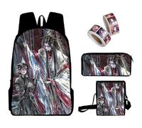 Jiumaocleu Set di 3 zaini per la scuola Tian Guan Ci Fu, zaino anime, borsa a tracolla e astuccio e 2 adesivi in rotolo, zaino 3D con cartoni animati, set per studenti, Tipo 5, M