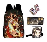 Jiumaocleu Set di 3 zaini per la scuola Tian Guan Ci Fu, zaino anime, borsa a tracolla e astuccio e 2 adesivi in rotolo, zaino 3D con cartoni animati, set per studenti, Tipo 3, M