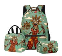 Jiumaocleu Set di tre pezzi con zaino a tema anime, astuccio + borsa a tracolla + borsa per il pranzo, stampa 3D, borsa di cancelleria per bambini e ragazzi, Tipo 15, Zaino casual
