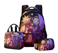 Jiumaocleu Set di tre pezzi con zaino a tema anime, astuccio + borsa a tracolla + borsa per il pranzo, stampa 3D, borsa di cancelleria per bambini e ragazzi, Tipo 12., Zaino casual