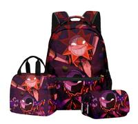 Jiumaocleu Set di tre pezzi con zaino a tema anime, astuccio + borsa a tracolla + borsa per il pranzo, stampa 3D, borsa di cancelleria per bambini e ragazzi, Tipo 1, Zaino casual