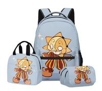 Jiumaocleu Set di tre pezzi con zaino a tema anime, astuccio + borsa a tracolla + borsa per il pranzo, stampa 3D, borsa di cancelleria per bambini e ragazzi, Tipo 5, Zaino casual