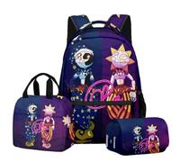 Jiumaocleu Set di tre pezzi con zaino a tema anime, astuccio + borsa a tracolla + borsa per il pranzo, stampa 3D, borsa di cancelleria per bambini e ragazzi, Tipo 13, Zaino casual