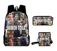 Jiumaocleu Set di tre pezzi con zaino con fotocamera anime, astuccio + borsa a tracolla + zaino, stampa 3D cartone animato, borsa di cancelleria per bambini e ragazzi, Tipo 10., Zaino casual