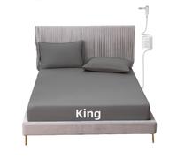 JIUMIWA Grounding Sheet King Size with 15ft Cord, 90% Organic Cotton + 10% Silver Fiber, Conductive Earthing Bed Sheets for Better Sleep and Wellness (Gray, King - 76"x80"x13")