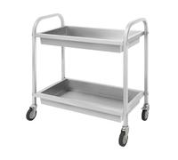 jiumxliu Carrello portatile a 2 ripiani in acciaio inox con ruote a 360°, carrello da cucina, per il trasporto di vino e bevande in hotel e ristoranti, 85 × 45 × 84 cm