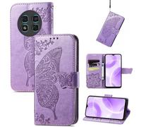 JIUNINE Cover per Ulefone Note 15, Custodia Libro in Pelle Portafoglio Case Flip Antiurto con Disegni di Farfalla [Porta Carte] [Magnetica] [Interno TPU] per Ulefone Note 15, Viola