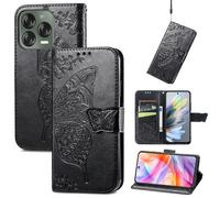 JIUNINE Custodia Protettiva per ZTE Blade V70 Vita, Cover Libro PU Pelle Antiurto Portafoglio con Design Farfalle 3D, Slot per Carte, Supporto Stand Regolabile, Chiusura Magnetica, Nero