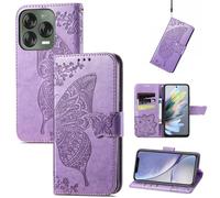 JIUNINE Custodia Protettiva per ZTE Blade V70 Vita, Cover Libro PU Pelle Antiurto Portafoglio con Design Farfalle 3D, Slot per Carte, Supporto Stand Regolabile, Chiusura Magnetica, Viola