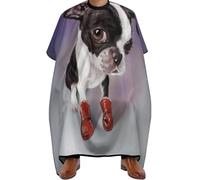 JiuPopular Abito da parrucchiere ad asciugatura rapida, motivo albero di Natale verde semplice colpo mantello da barbiere, mantella da parrucchiere con scollo regolabile 144 x 170 cm, Boston Terrier