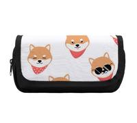 JiuPopular Astuccio a doppio strato, bello Shiba Lnu DogStationery Bag utilizzato come astuccio per ufficio e scuola, borsa da viaggio d'affari o piccola cassetta degli attrezzi, borsa per il trucco