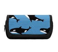 JiuPopular Astuccio a doppio strato, carino killer whaleBorsa per cancelleria utilizzata come astuccio per ufficio e scuola, borsa da viaggio d'affari o piccola scatola degli attrezzi, borsa per il