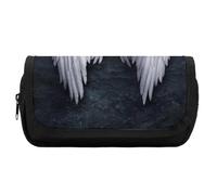 JiuPopular Astuccio a doppio strato, con ali d'angelo, utilizzabile come astuccio per ufficio e scuola, borsa da viaggio o piccola cassetta degli attrezzi, borsa per trucchi per ragazze