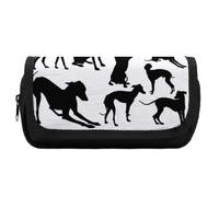 JiuPopular Astuccio a doppio strato, con cane levriero italiano, borsa da cancelleria utilizzata come astuccio per ufficio e scuola, borsa da viaggio d'affari o piccola cassetta degli attrezzi, borsa