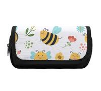 JiuPopular Astuccio a doppio strato, con fiore di ape, astuccio per cancelleria utilizzato come astuccio per ufficio e scuola, borsa da viaggio d'affari o piccola cassetta degli attrezzi, borsa per il
