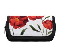 JiuPopular Astuccio a doppio strato, con fiori di papaveri rossiBorsa da cancelleria utilizzata come astuccio per ufficio e scuola, borsa da viaggio d'affari o piccola scatola degli attrezzi, borsa
