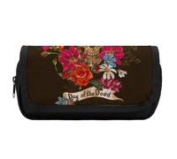 JiuPopular Astuccio a doppio strato, Day of the DeadStationery Bag utilizzato come astuccio per ufficio e scuola, borsa da viaggio d'affari o piccola cassetta degli attrezzi, borsa per il trucco per