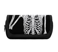 JiuPopular Astuccio a doppio strato, divertente teschio rock and roll, astuccio per cancelleria utilizzato come astuccio per ufficio e scuola, borsa da viaggio d'affari o piccola cassetta degli