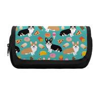 JiuPopular Astuccio a doppio strato, grazioso astuccio CorgiStationery utilizzato come astuccio per ufficio e scuola, borsa da viaggio d'affari o piccola cassetta degli attrezzi, borsa per il trucco