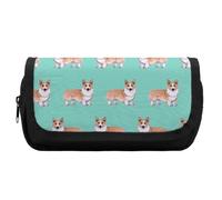 JiuPopular Astuccio a doppio strato, simpatico corgi Pet e latte TeaBorsa da cancelleria utilizzata come astuccio per ufficio e scuola, borsa da viaggio d'affari o piccola scatola degli attrezzi