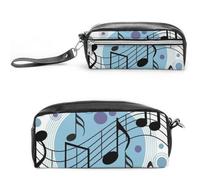 JiuPopular Astuccio in pelle, a pois musicali, per cancelleria e appunti, utilizzabile come astuccio per ufficio e scuola, borsa da viaggio o piccola cassetta degli attrezzi, borsa per il trucco