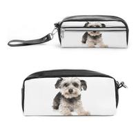 JiuPopular Astuccio in pelle, grazioso astuccio per cancelleria con Yorkshire Terrier, utilizzabile come astuccio per ufficio e scuola, borsa da viaggio d'affari o piccola cassetta degli attrezzi
