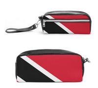 JiuPopular Astuccio in pelle Trinidad e Tobago FlagStationery Bag utilizzato come astuccio per ufficio e scuola, borsa da viaggio d'affari o piccola cassetta degli attrezzi, borsa per il trucco