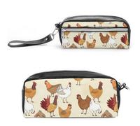 JiuPopular Astuccio in pelle, una nidiata di polli Borsa da cancelleria utilizzata come astuccio per ufficio e scuola, borsa da viaggio d'affari o piccola cassetta degli attrezzi, borsa per il trucco