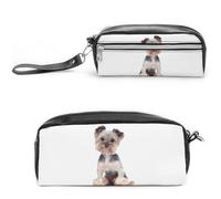 JiuPopular Astuccio in pelle, Yorkshire TerrierStationery Bag utilizzato come astuccio per ufficio e scuola, borsa da viaggio d'affari o piccola cassetta degli attrezzi, borsa per il trucco